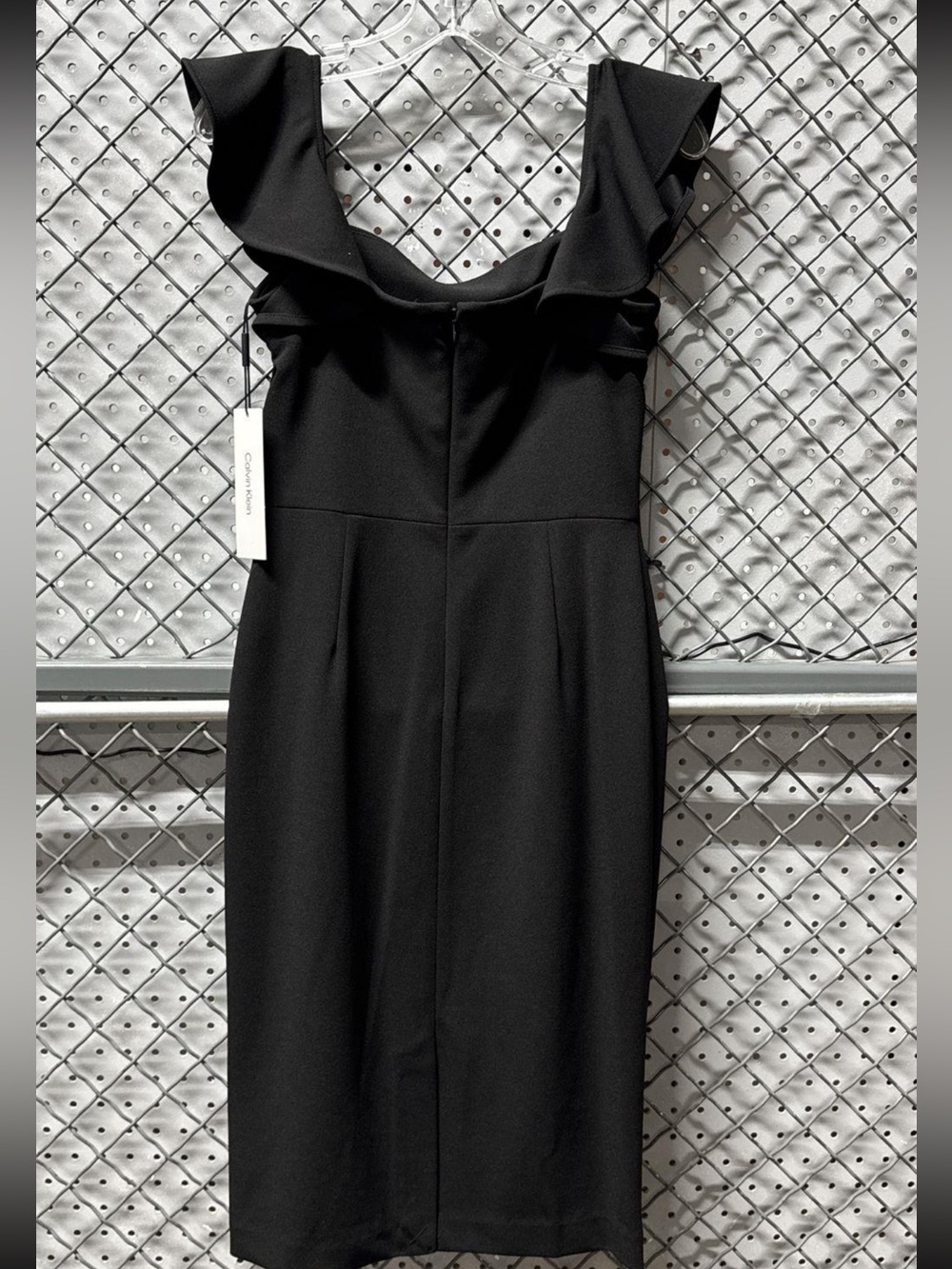 Black Ruffle-Shoulder Sheath Dress - Calvin Klein - Picture 4 of 4